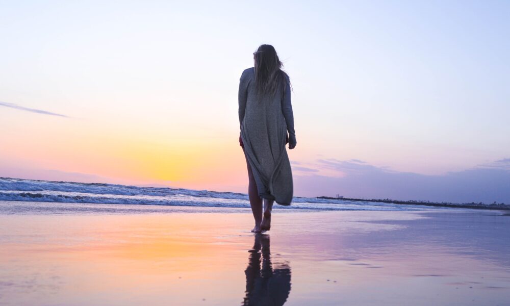 Mindful walking on the beach